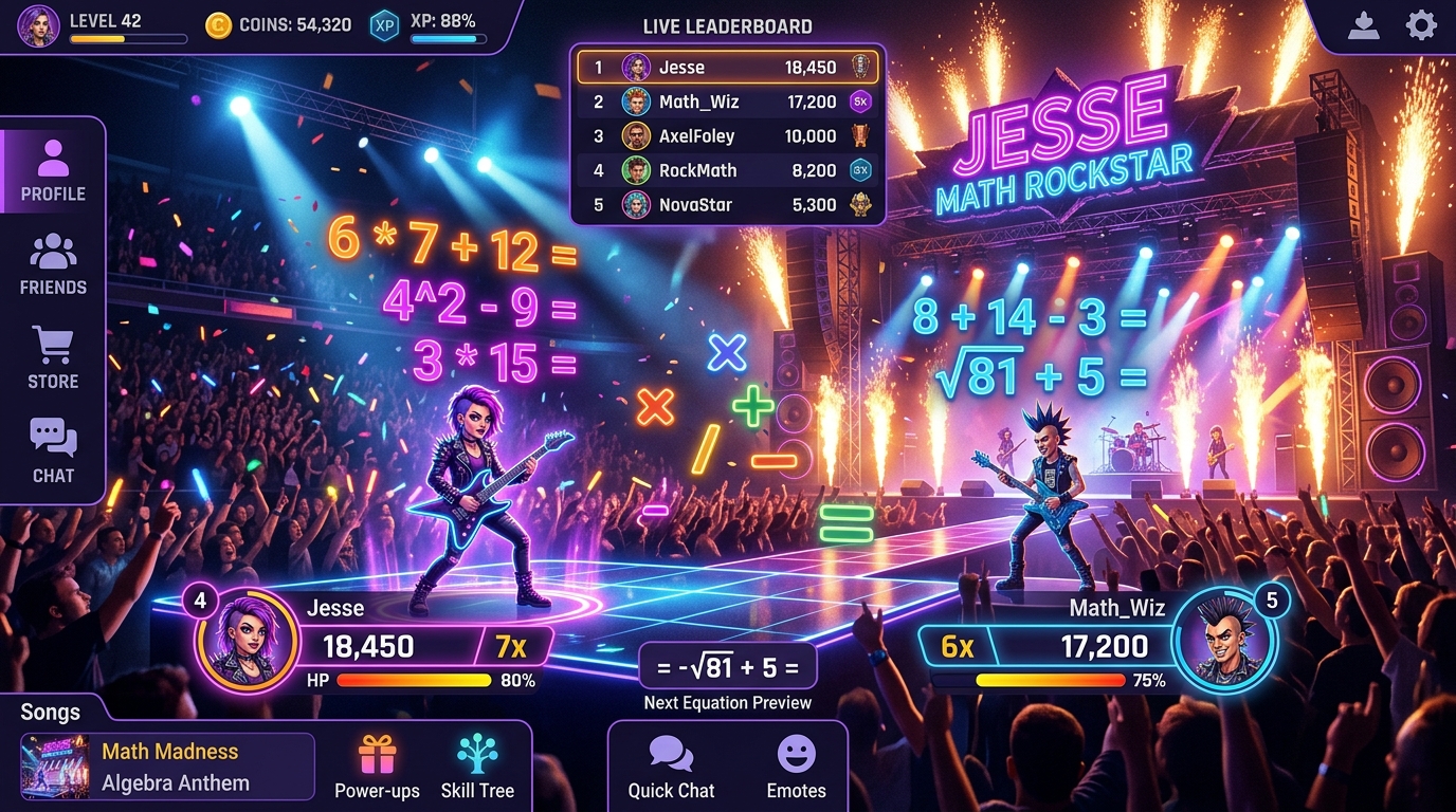 Jesse Math Rockstar - High-Octane Multiplayer Battle Arena