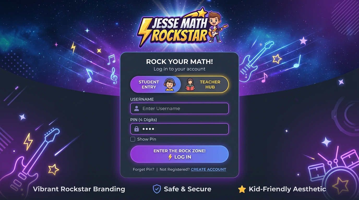 Jesse Math Rockstar - Secure Login & Registration Portal