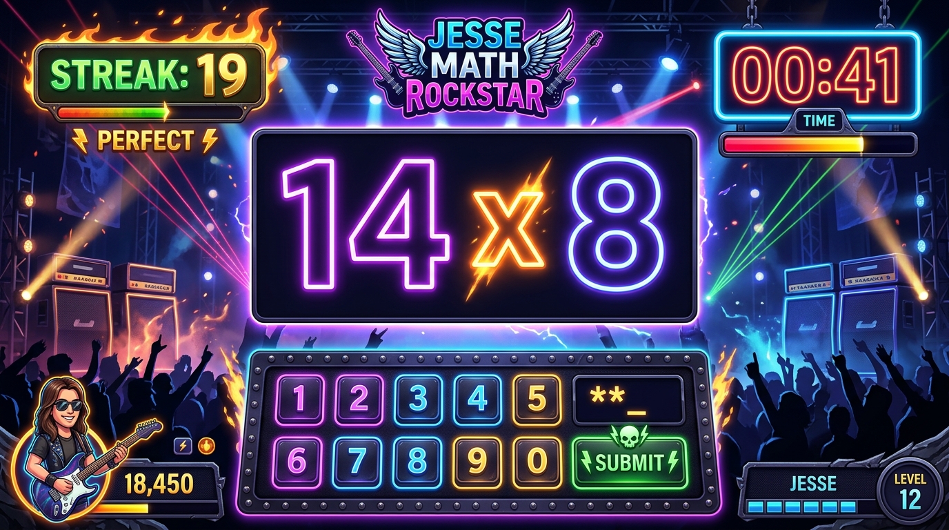 Jesse Math Rockstar - Focused Interactive Math Quiz Session
